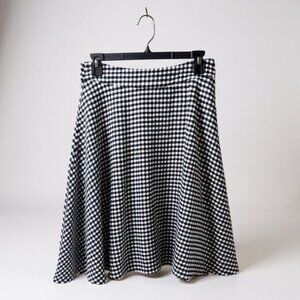 Unique Vintage Houndstooth A-Line Skirt With Side Pockets